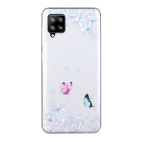 Силиконов гръб за Samsung Galaxy A12 - сини цветя