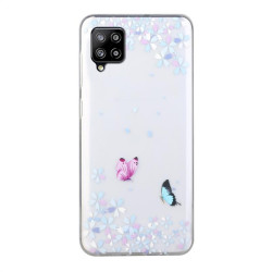 Силиконов гръб за Samsung Galaxy A12 - сини цветя