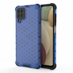 Хибриден гръб с ромбоидна шарка за Samsung Galaxy A12 - син