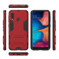 Хибриден гръб със стойка за Samsung Galaxy A20e - червен
