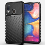 Подсилен силиконов гръб на черти за Samsung Galaxy A20e - черен