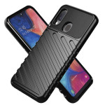 Подсилен силиконов гръб на черти за Samsung Galaxy A20e - черен - 0