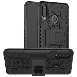 Двупластов гръб със стойка за Samsung Galaxy A20s - черен