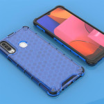 Хибриден гръб с ромбоидна шарка за Samsung Galaxy A20s - син - 3