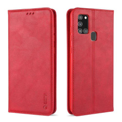 Кожен калъф страничен flip марка AZNS за Samsung Galaxy A21s – червен