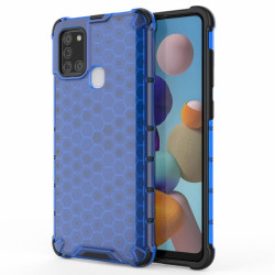Хибриден гръб с ромбоидна шарка за Samsung Galaxy A21s - син
