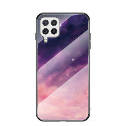 Силиконов кейс със стъклен гръб за Samsung Galaxy A22 4G - лилави облаци