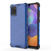 Хибриден гръб с ромбоидна шарка за Samsung Galaxy A31 - син
