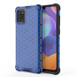 Хибриден гръб с ромбоидна шарка за Samsung Galaxy A31 - син