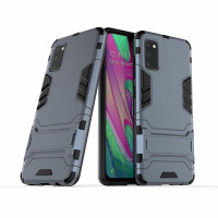 Хибриден гръб със стойка за Samsung Galaxy A41 - стоманено син