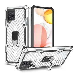 Хибриден гръб на черти със стойка за Samsung Galaxy A42 5G - бял
