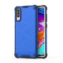 Хибриден гръб с ромбоидна шарка за Samsung Galaxy A70 - син
