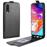 Кожен калъф flip за Samsung Galaxy A70 - черен