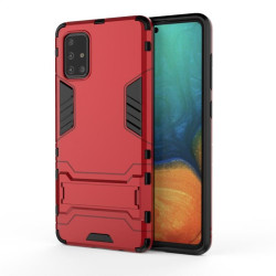 Хибриден гръб със стойка за Samsung Galaxy A71 - червен