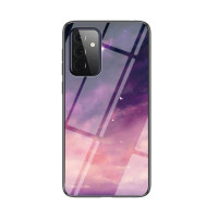 Силиконов кейс със стъклен гръб за Samsung Galaxy A72 - лилави облаци