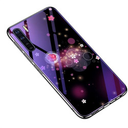 Силиконов кейс със стъклен гръб за Samsung Galaxy S10 Lite - лилав с цветя