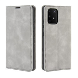 Кожен калъф тип портмоне с магнитна закопчалка за Samsung Galaxy S10 Lite - сив