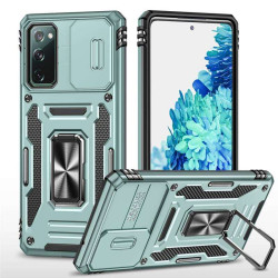 Хибриден гръб със стойка и слайдер за камера за Samsung Galaxy S20 FE - зелен
