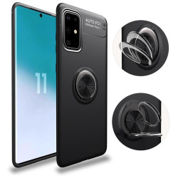 Силиконов гръб със стойка тип пръстен за Samsung Galaxy S20 FE - черен