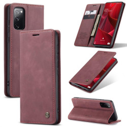 Калъф страничен flip марка CASEME за Samsung Galaxy S20 FE – винено червен