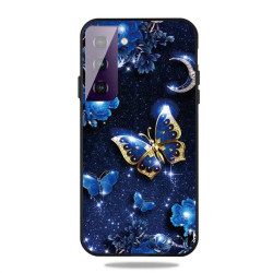 Силиконов гръб за Samsung Galaxy S21+ - сини пеперуди