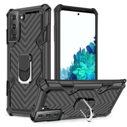 Хибриден гръб на черти със стойка за Samsung Galaxy S21 - черен