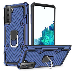 Хибриден гръб на черти със стойка за Samsung Galaxy S21 - син