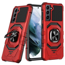 Хибриден гръб със стойка за Samsung Galaxy S21 - червен