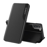 Тънък кожен калъф за Samsung Galaxy S21 &ndash; черен