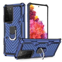 Хибриден гръб на черти със стойка за Samsung Galaxy S21 Ultra - син