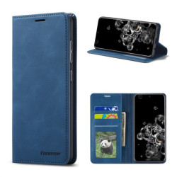 Кожен калъф страничен flip марка FORWENW за Samsung Galaxy S21 Ultra – син