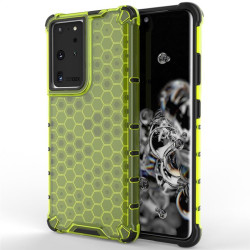 Хибриден гръб с ромбоидна шарка за Samsung Galaxy S21 Ultra - зелен