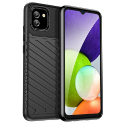 Подсилен силиконов гръб на черти за Samsung Galaxy A03 - черен