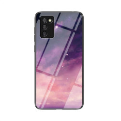Силиконов кейс със стъклен гръб за Samsung Galaxy A03s ( 164.3) - лилави облаци