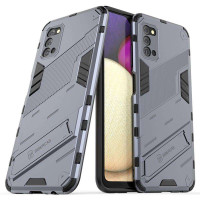 Хибриден гръб със стойка за Samsung Galaxy A03s (166.5) - стоманено сив