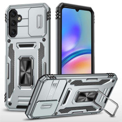 Хибриден гръб със стойка и слайдер за камера за Samsung Galaxy A05s - сребрист