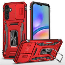 Хибриден гръб със стойка и слайдер за камера за Samsung Galaxy A05s - червен