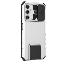 Хибриден гръб със стойка и слайдър за камера за Samsung Galaxy A05s - бял