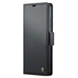 Кожен калъф страничен flip марка CASEME за Samsung Galaxy A05s – черен