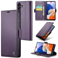 Кожен калъф страничен flip марка CASEME за Samsung Galaxy A14 4G/5G – лилав
