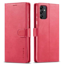 Кожен калъф тип портмоне марка LC.IMEEKE за Samsung Galaxy A14 4G/5G - ярко розов