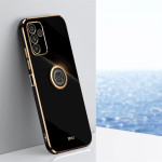 Силиконов гръб със стойка тип пръстен марка XINLI за Samsung Galaxy A14 4G/5G - черен - 0