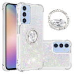 Силиконов гръб с течност с брокат за Samsung Galaxy A15 4G/5G - бял Силиконов гръб с течност с брокат за Samsung Galaxy A15 4G/5G - бял
