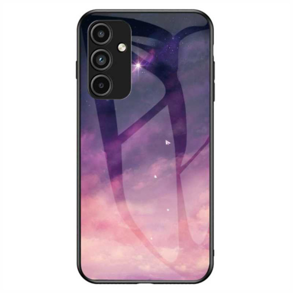 Силиконов кейс със стъклен гръб за Samsung Galaxy A15 4G/5G - лилави облаци Силиконов кейс със стъклен гръб за Samsung Galaxy A15 4G/5G - лилави облаци