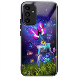 Силиконов кейс със стъклен гръб за Samsung Galaxy A15 4G/5G - бурканче и пеперуди