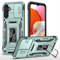 Хибриден гръб със стойка и слайдър за камера за Samsung Galaxy A15 4G/5G - зелен металик