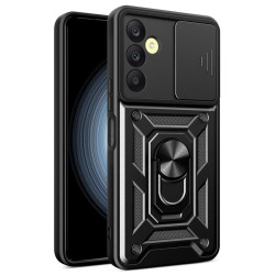 Хибриден гръб със стойка и слайдер за камера за Samsung Galaxy A25 5G - черен
