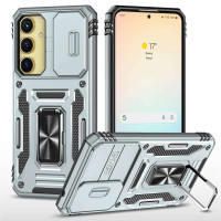 Хибриден гръб със стойка и слайдер за камера за Samsung Galaxy A25 5G - сив