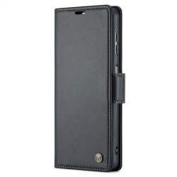 Кожен калъф страничен flip марка CASEME за  Samsung Galaxy A25 5G &ndash; черен