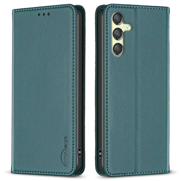 Кожен калъф тип портмоне марка BINFEN COLOR за Samsung Galaxy A25 5G - тюркоазен Кожен калъф тип портмоне марка BINFEN COLOR за Samsung Galaxy A25 5G - тюркоазен
